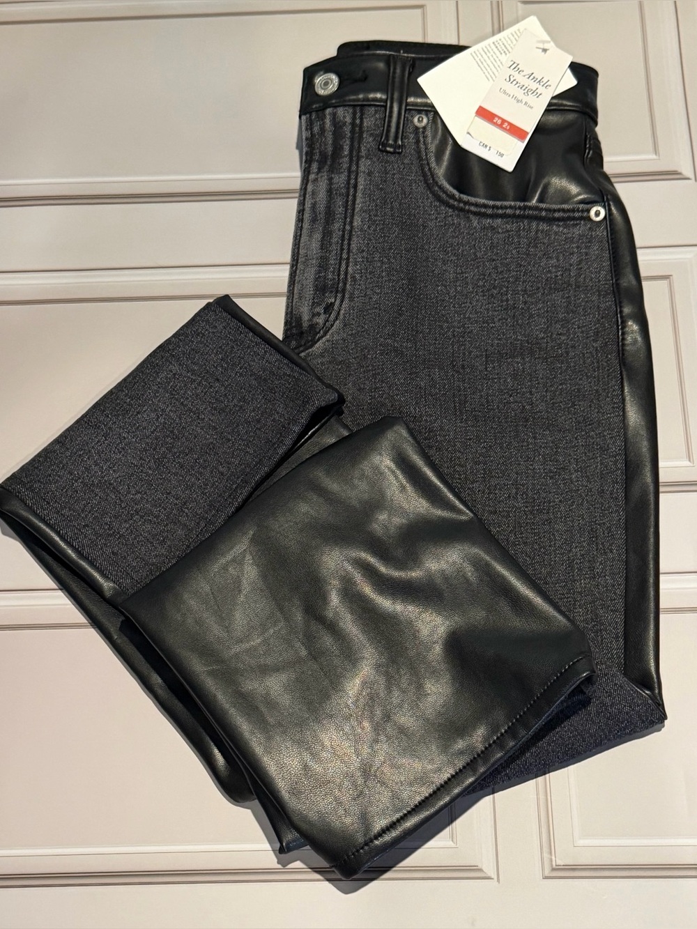 Abercrombie & Fitch Black Hybrid Jeggings with Faux-Leather Panels
